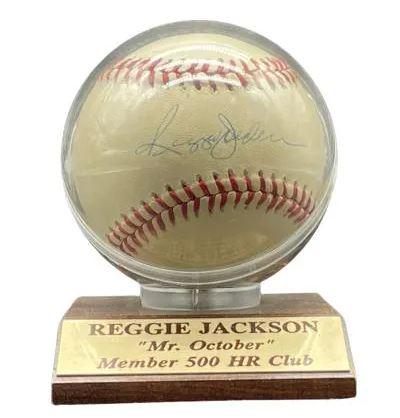 REGGIE JACKSON AUTOGRAPH BASEBALL IN DISPALAY (1 of 5)