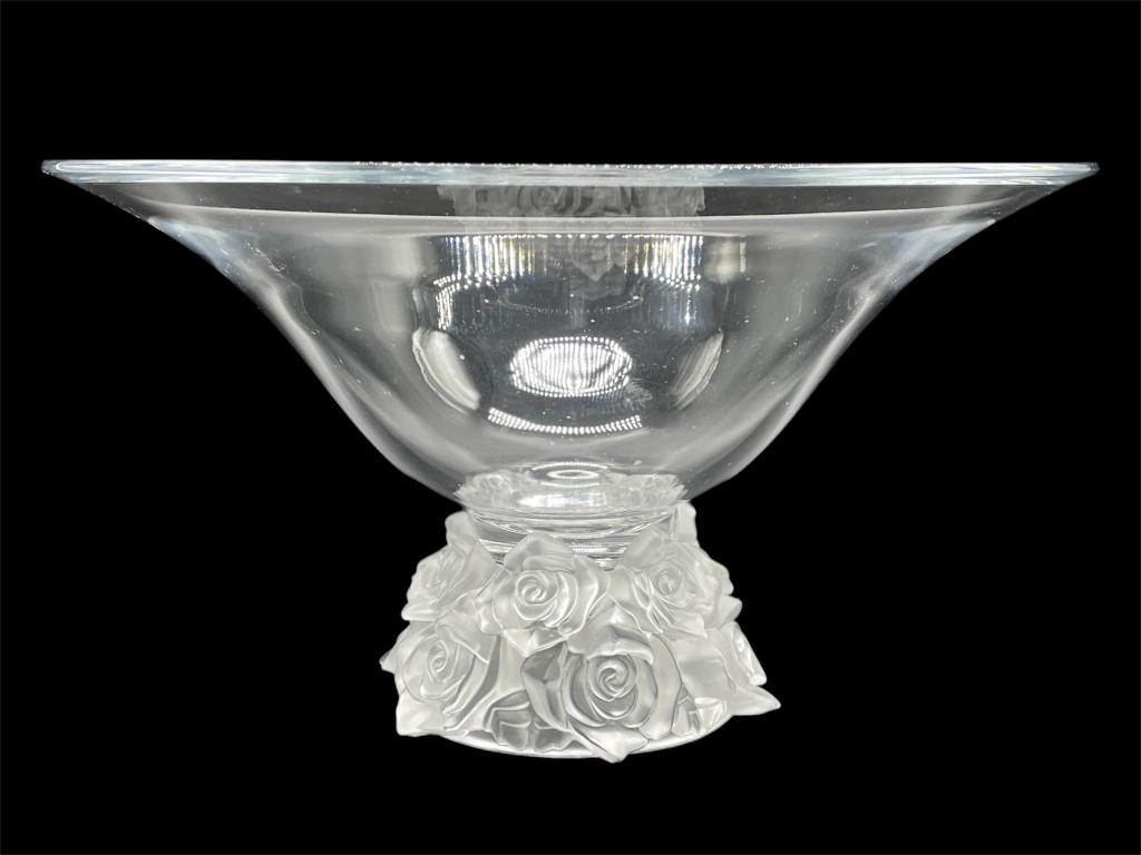 LARGE LALIQUE STYLE FRUIT BOWL CENTERPIECE 14" (1 of 8)