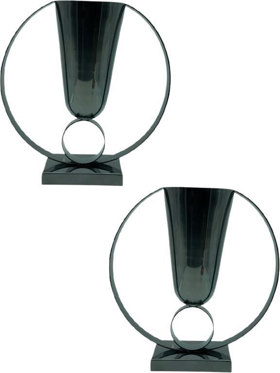 PAIR OF MODERN SCULPTURAL METAL VASES (1 of 5)