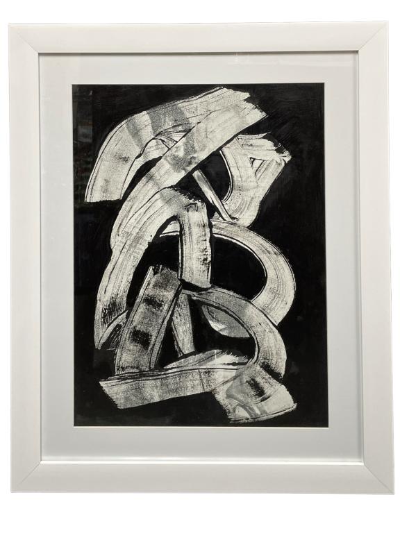 ALEX MEZZA ABSTRACT PLAYBOY FRAMED ART 28": ABSTRACT PLAYBOY FRAMED ART BY MEXICAN ARTIST ALEX MEZZA 2 OF 5 SIMILAR-SIGNED AND DATED-28" X 22" APPROX TO FRAME-GOOD PRE OWNED CONDITION-DP12623