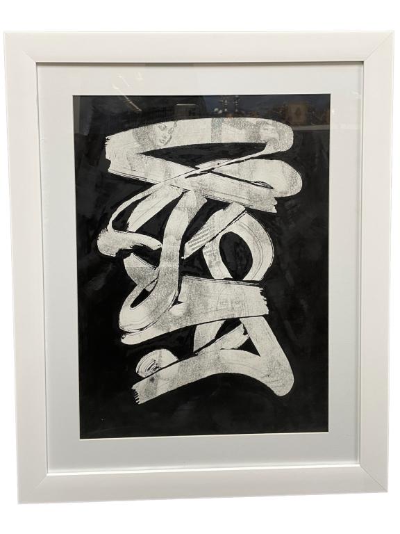 ALEX MEZZA ABSTRACT PLAYBOY FRAMED ART 28": ABSTRACT PLAYBOY FRAMED ART BY MEXICAN ARTIST ALEX MEZZA 4 OF 5 SIMILAR-SIGNED AND DATED-28" X 22" APPROX TO FRAME-GOOD PRE OWNED CONDITION-DP12623