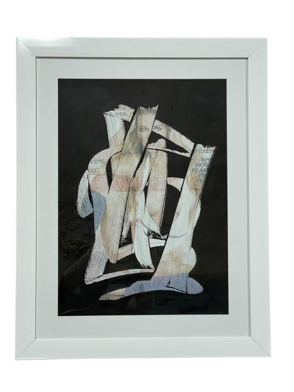 ALEX MEZZA ABSTRACT PLAYBOY FRAMED ART 28": ABSTRACT PLAYBOY FRAMED ART BY MEXICAN ARTIST ALEX MEZZA 5 OF 5 SIMILAR-SIGNED AND DATED-28" X 22" APPROX TO FRAME-GOOD PRE OWNED CONDITION-DP12623