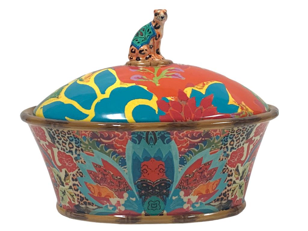 TRACY PORTER MAGPIE EARTHENWARE COVERED BOWL 11": -TRACY PORTER FOR POETIC WONDERLUST MAGPIE EARTHENWARE COVERED BOWL 11" -SIZE: 11" X 7.25" X 7.75"JR SR 01/31