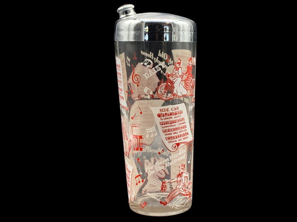 VITAGE 1960'S COCKTAIL RECIPES GLASS SHAKER (1 of 4)