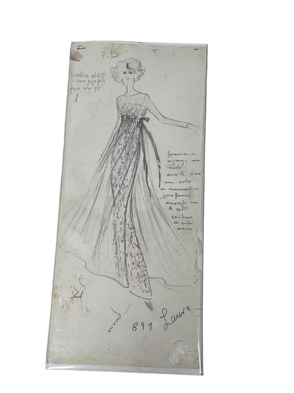1960 FASHION DRAWING FROM TIZIANI / LAGERFELD 20" (1 of 4)