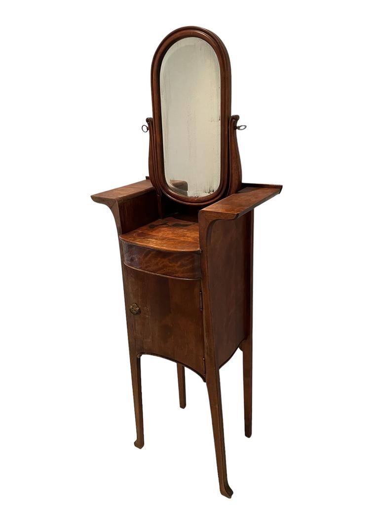 ANTIQUE MENS SHAVING STAND W MIRROR 65" (1 of 6)