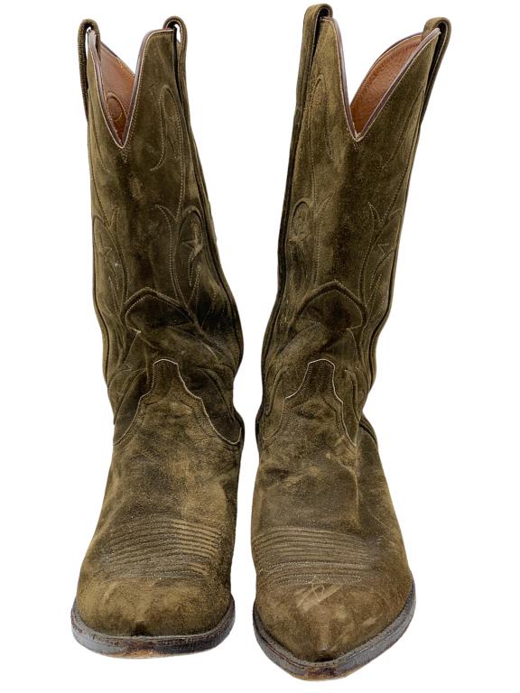 LUCCHESE BROWN SUEDE COWBOY BOOTS MENS SIZE 9.5 (1 of 5)