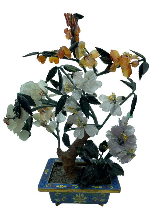 CHINESE REPUBLIC HARDSTONE BONSAI PEONI TREE 13" (1 of 7)