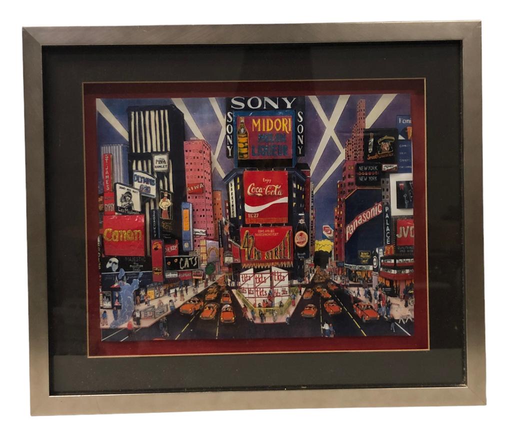 3D ILLUSTRATION OF TIMES SQUARE FRAMED 16" (1 of 3)