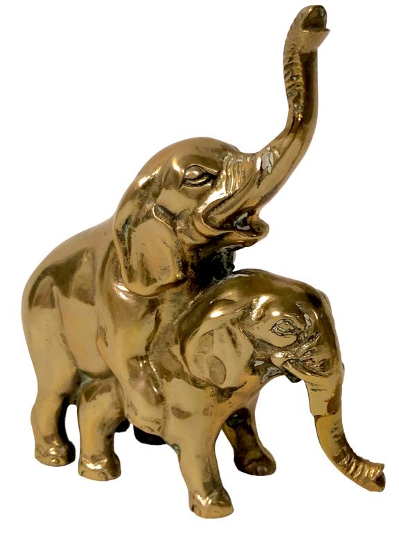 VTG BRASS GOOD LUCK ELEPHANTS FIGURINE 5" (1 of 6)