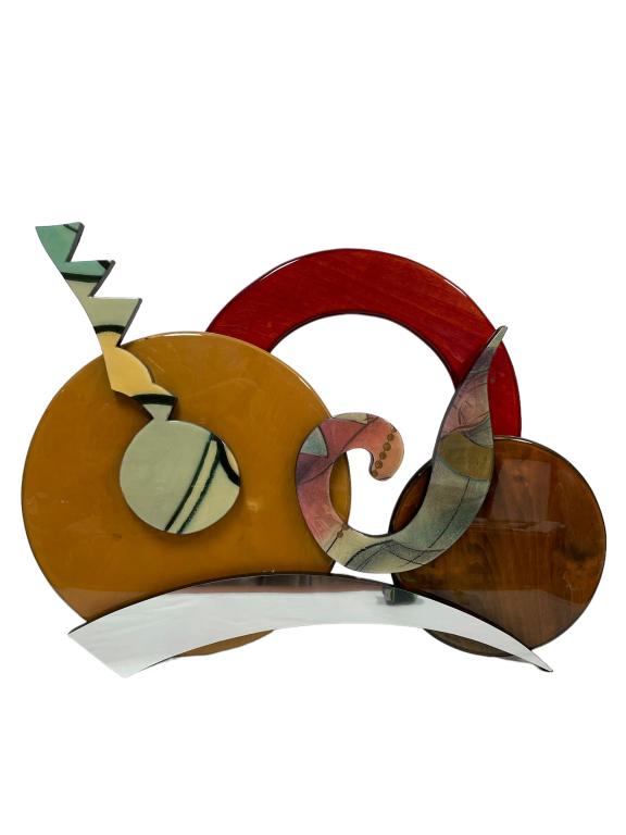 80'S MEMPHIS STYLE GEOMETRIC WOOD CUT WALL ART 36" (1 of 5)