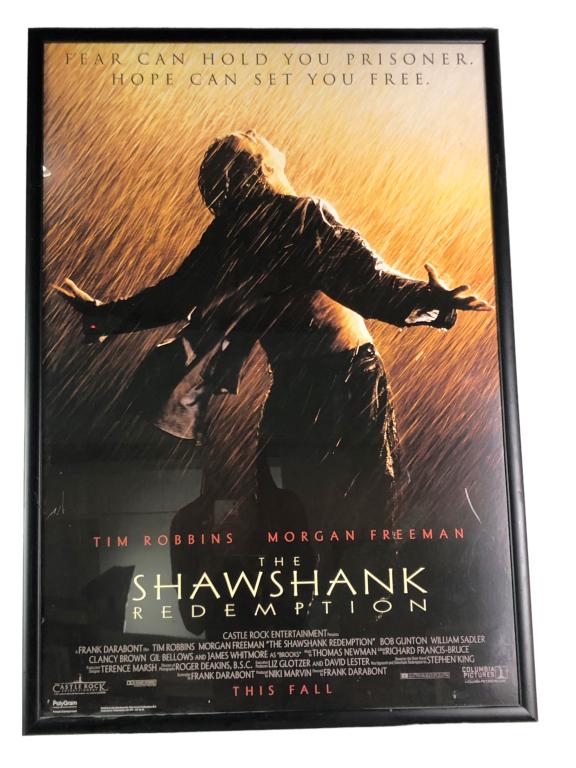 THE SHAWSHANK REDEMTION FRAMED MOVIE POSTER: -THE SHAWSHANK REDEMTION FRAMED MOVIE POSTER -SIZE: 28" X 41" JR ANNEX 02/07