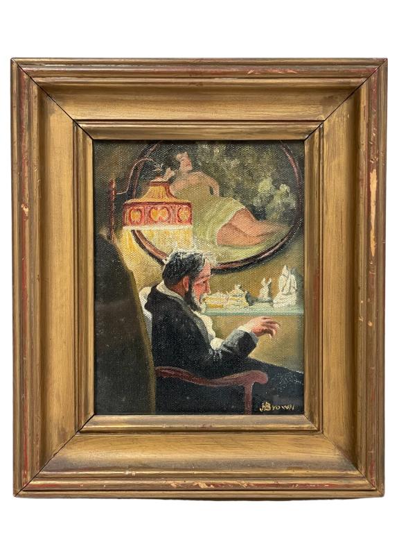 1918 JOHN H. BROWN OIL PAINTING 13" (1 of 4)