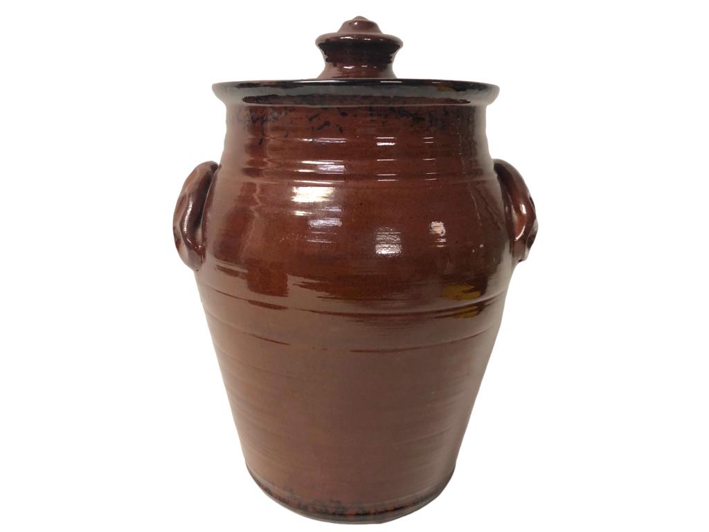 VTG FOLTZ SIGNED REDWARE CERAMIC LIDDED CROCK (1 of 6)