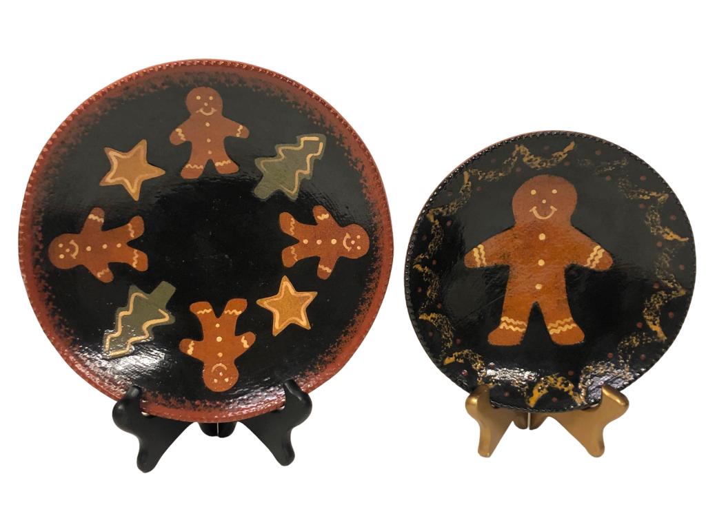 FOLTZ SIGNED REDWARE GINGERBREAD PLATES 9.5" (1 of 6)