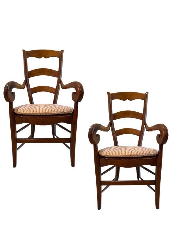 2 COUNTRY FRENCH STYLE WOVEN WOOD DINING ARMCHAIRS (1 of 6)