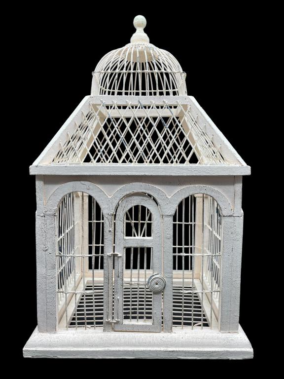 VICTORIAN STYLE WOOD & METAL CATHEDRAL BIRDCAGE (1 of 5)
