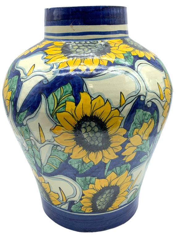 VTG MEXICAN CERAMIC SUNFLOWER ART VASE 19" (1 of 5)