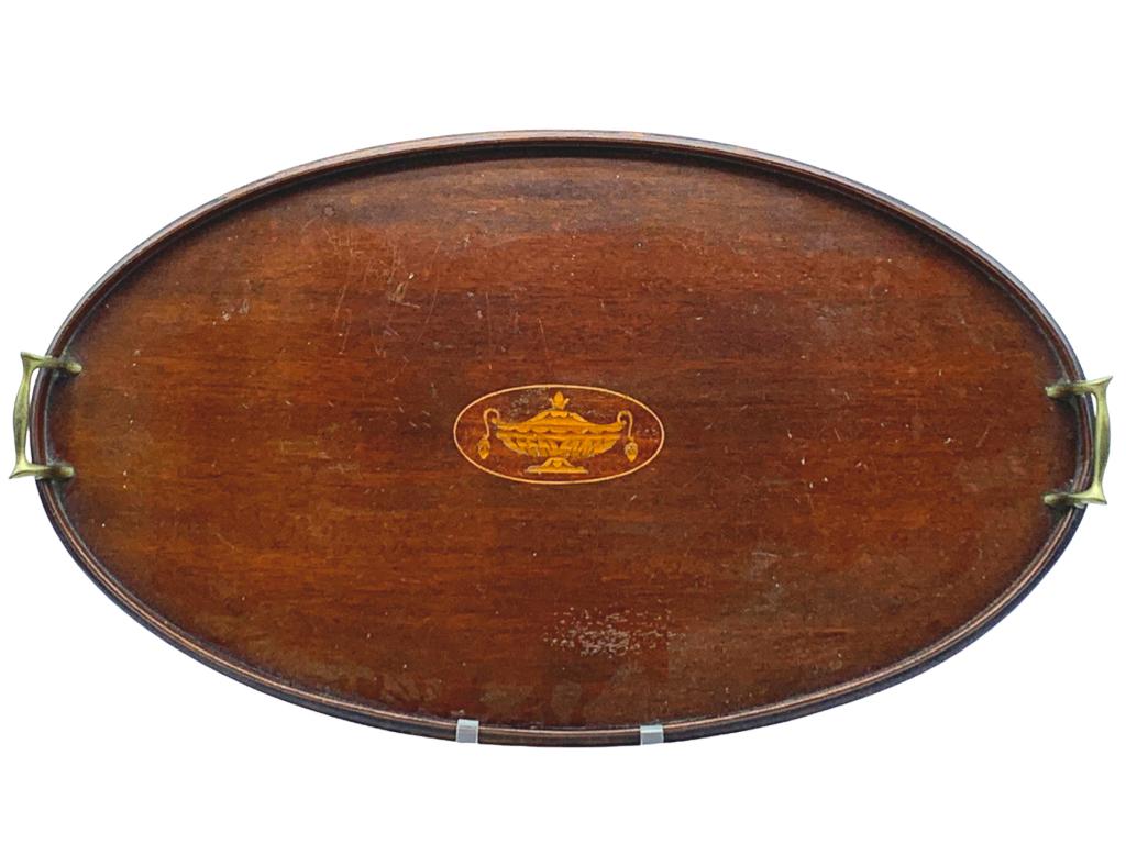 ANTIQUE E.F.S MAHOGANY, INLAID BUTTLERS TRAY 24" (1 of 7)