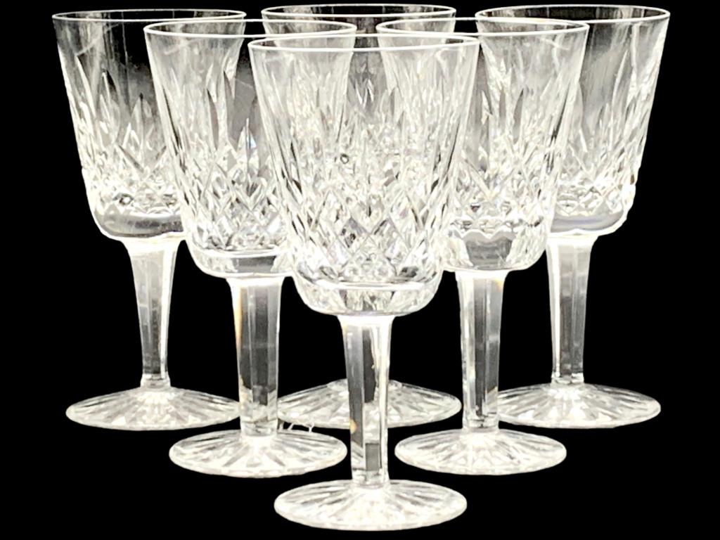 VTG WATERFORD CRYSTAL LISMORE WINE GLASSES (6): -VTG WATERFORD CRYSTAL LISMORE WINE GLASSES-SET OF 6 GLASS-SIZE: 5.5"HJR ANNEX CAB JR 02/10