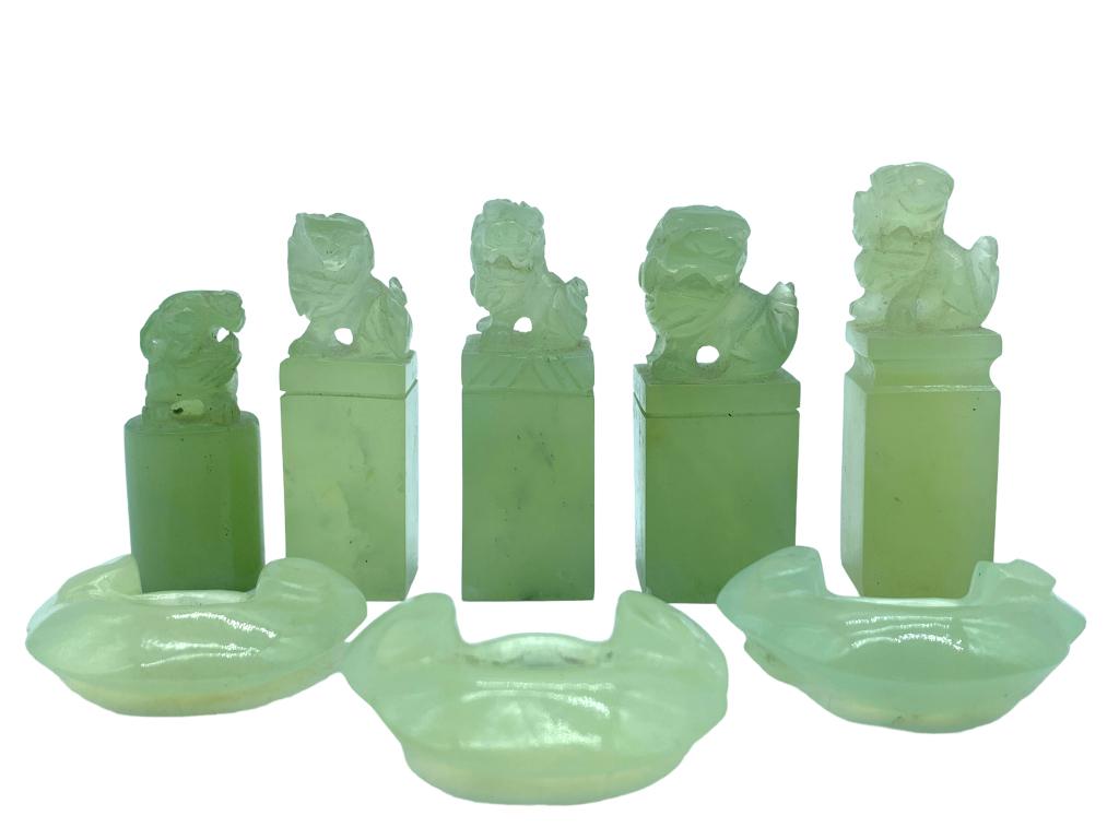VTG HAND CRAFTED ASIAN JADE FOO DOG STAMPS (1 of 3)