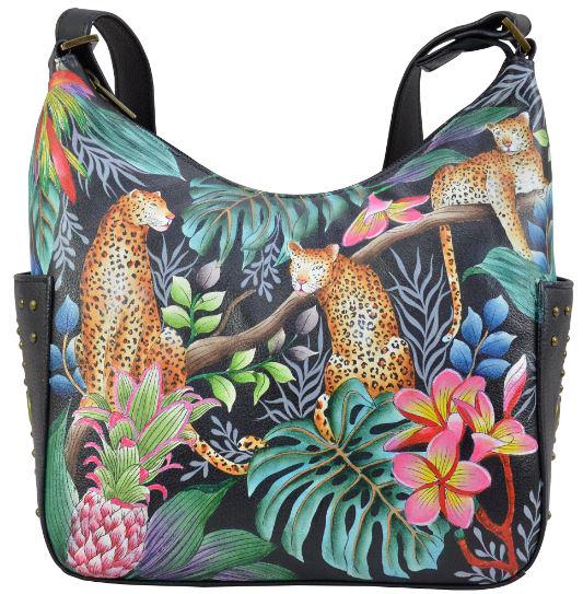 NEW! ANUSCHKA ANIMAL PRINT BLACK HOBO HANDBAG (1 of 3)