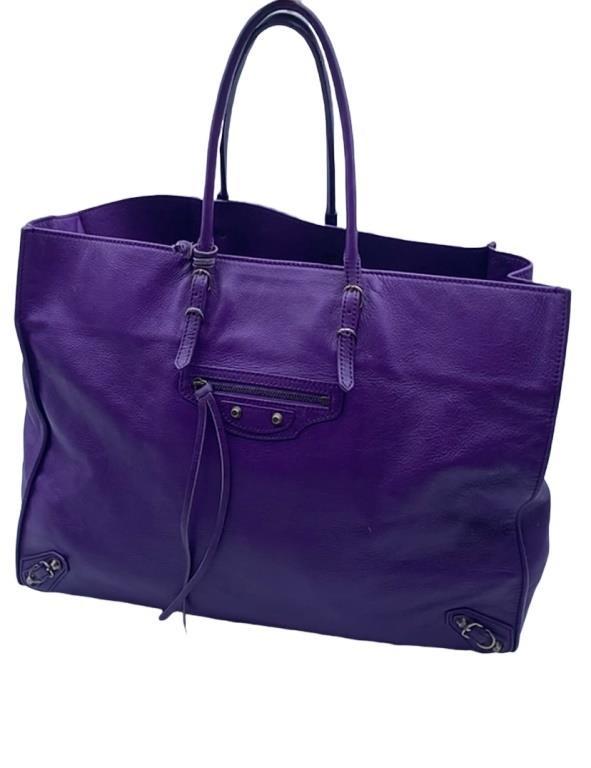 BALENCIAGA PURPLE LEATHER CITY SHOULDER BAG (1 of 3)