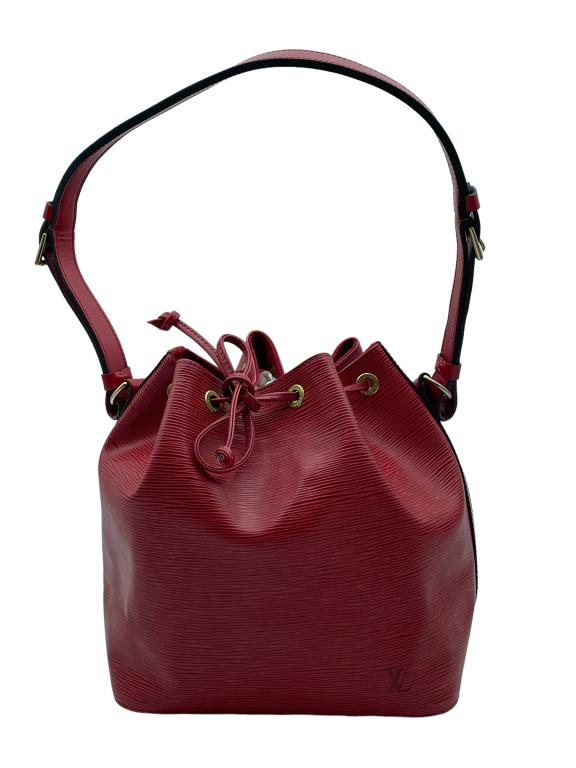 LOUIS VUITTONRED EPI LEATHER NOE HANDBAG: LOUIS VUITTON NOE -RED CALF LEATHER -EPI -4*26*18CM- AR0994 (SEPTEMBER 1994) -ALL BAGS HAVE BEEN AUTHENTICATED BOX 2- AAT2367