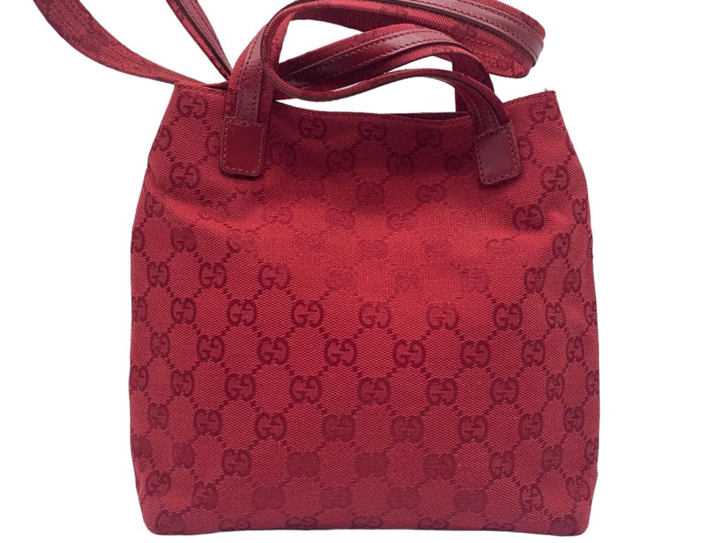 GUCCI RED MONOGRAMMED MINI FRONT ZIP TOTE (1 of 4)