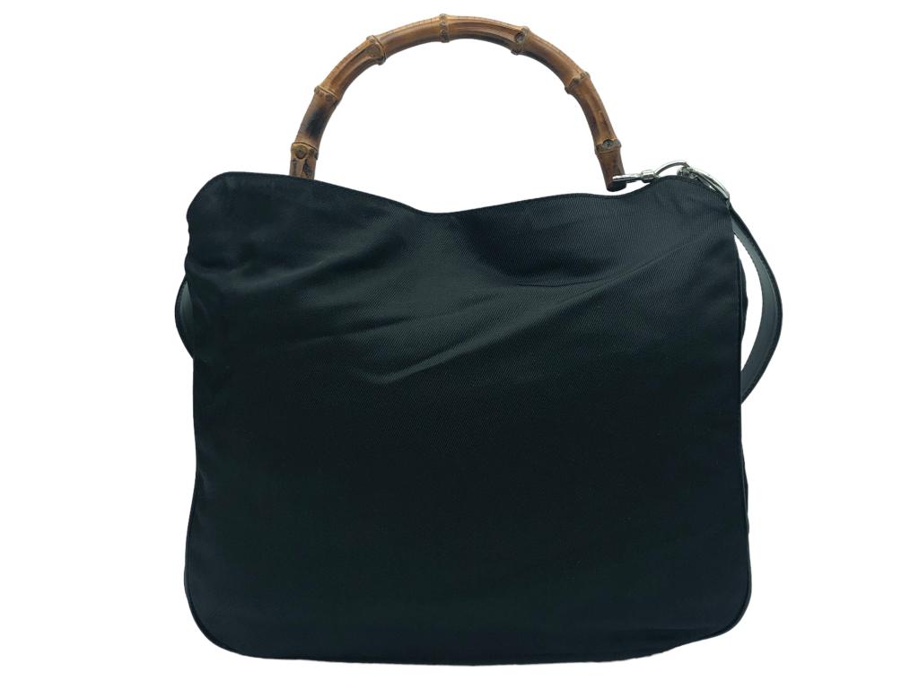 GUCCI BAMBOO HANDLE BLACK CANVAS TOTE (1 of 5)