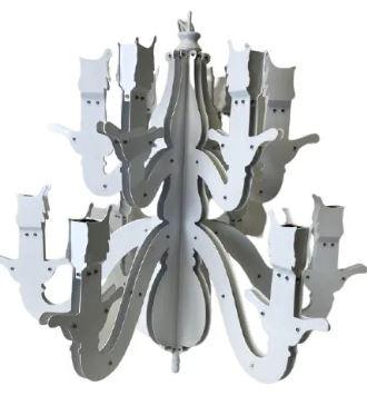 FLAT PACK WHITE METAL CHANDELIER LIGHT FIXTURE 26" (1 of 5)