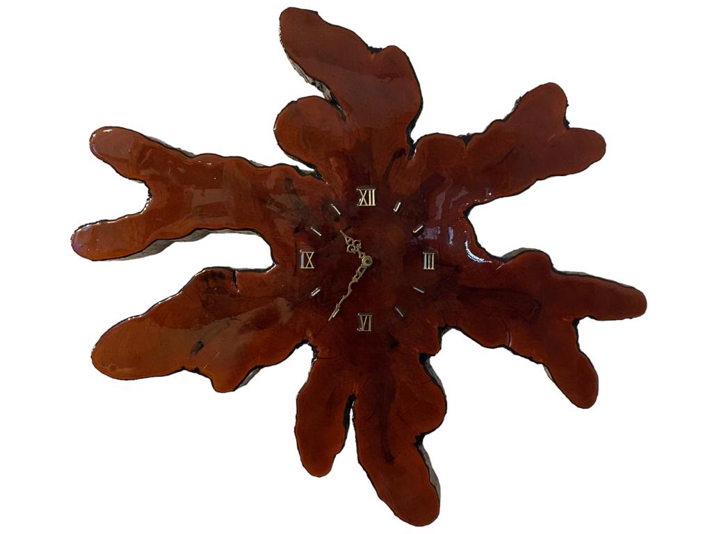 VINTAGE 70'S LIVE EDGE WOOD CUT WALL CLOCK 32" (1 of 3)