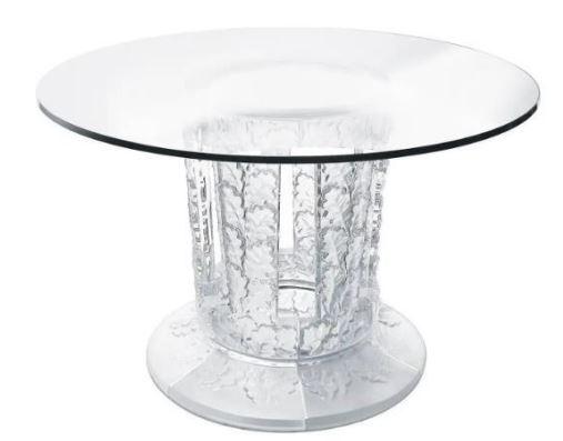 LALIQUE CHENE CRYSTAL DINING OR ENTRY TABLE 30.71" (1 of 4)