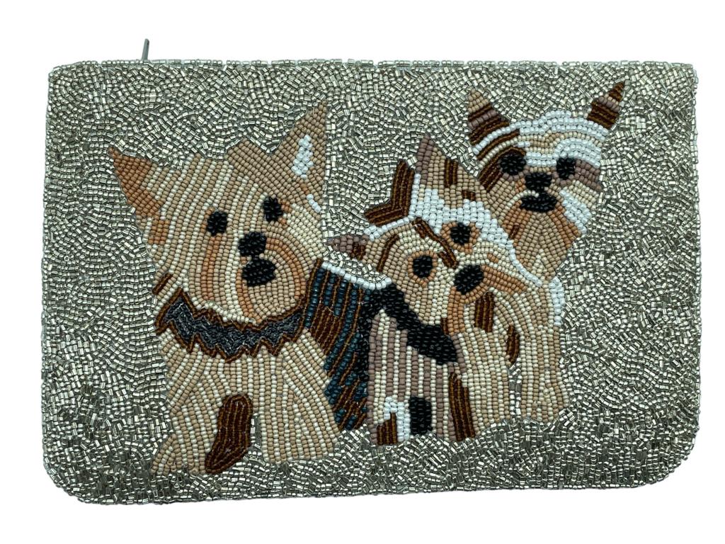 TIANA NY LUXURY BEADED THREE YORKIES MAKEUP CASE (1 of 6)