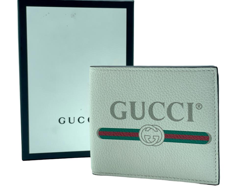IVORY LEATHER GUCCI BIFOLD GG LOGO WALLET (1 of 6)