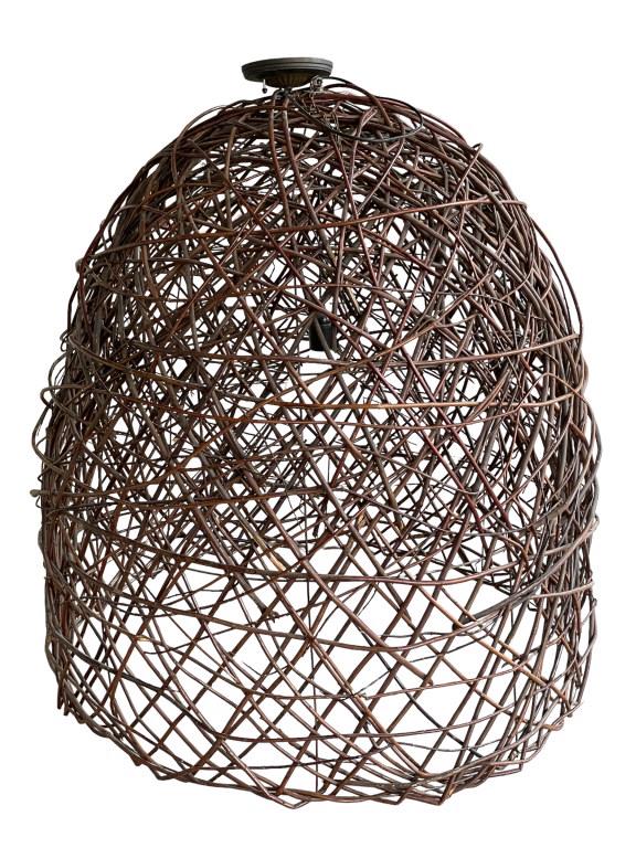 LARGE WOVEN PENDANT HANGING CHANDELIER LAMP 37" (1 of 6)