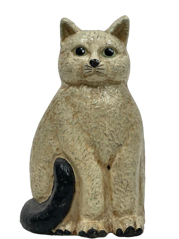 CAST METAL KITTEN CAT DOOR STOP: CAST METAL KITTEN CAT DOOR STOP -9" X6" X 2" APPROX-GOOD PRE OWNED CONDITION-DP21423