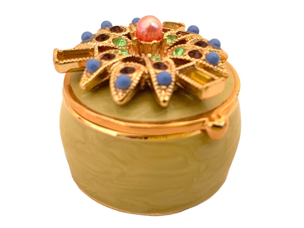 PAPYRUS PALM FLOWER MINI ENAMEL TRINKET BOX (1 of 4)
