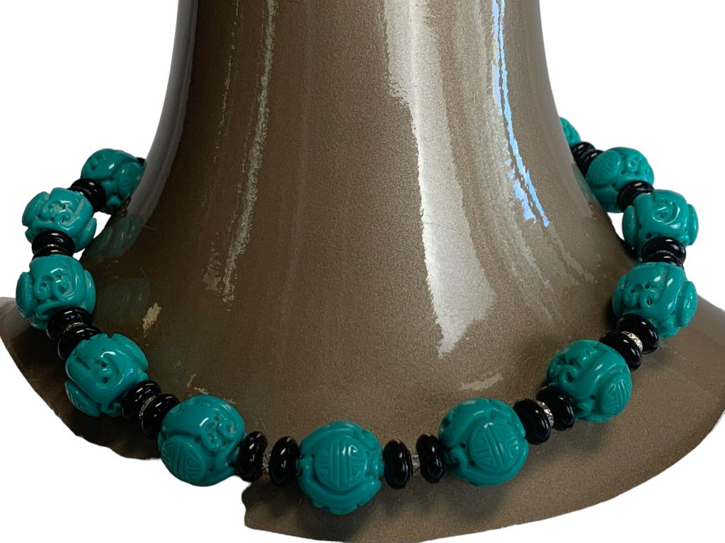 VTG KENNETH J. LANE TURQUOISE & BLACK NECKLACE (1 of 4)