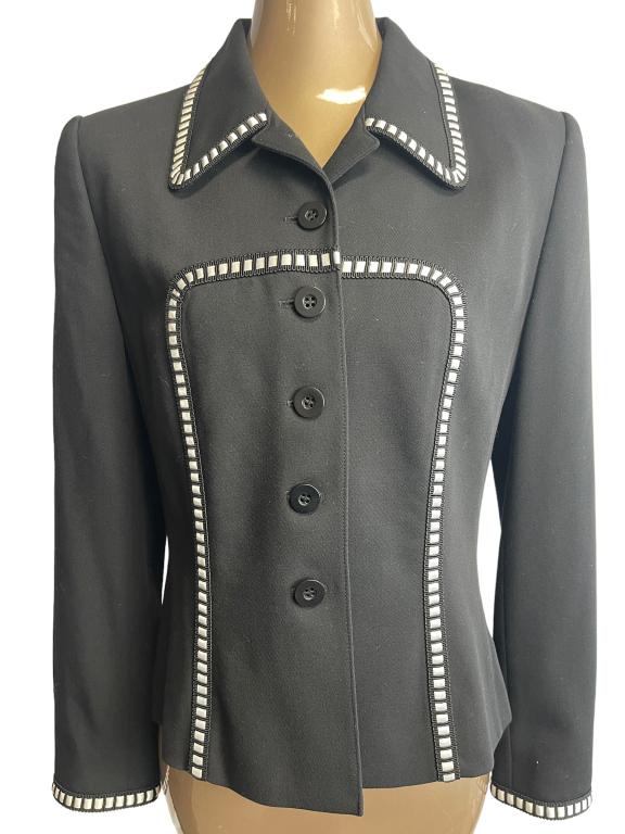 ESCADA CLASSIC BLACK & WHITE WOOL JACKET SIZE 38 (1 of 2)