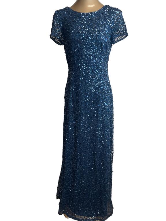 VTG ADRIANNA PAPELL BLING BLUE EVENING GOWN SZ 10 (1 of 2)