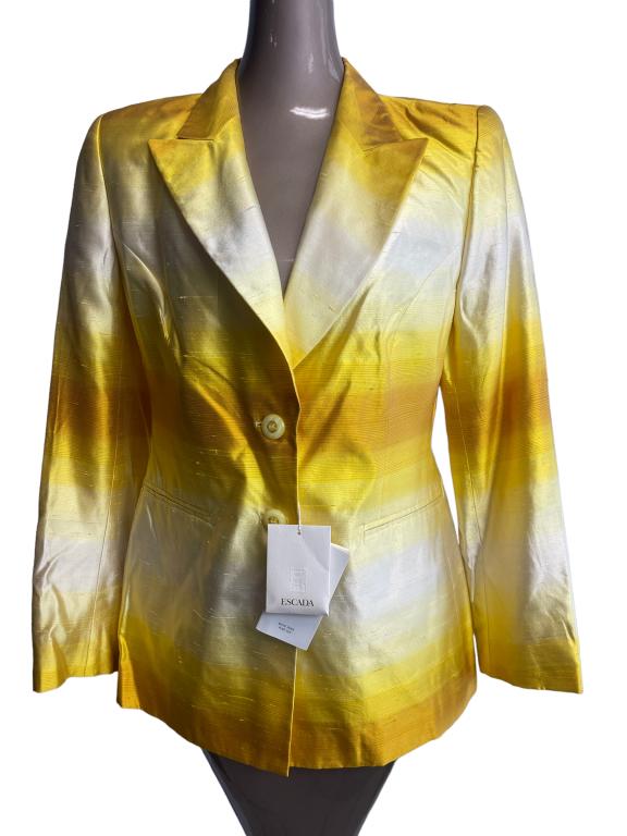 NEW ESCADA 100% SILK YELLOW JACKET SZ 40: -NEW ESCADA 100% SILK YELLOW JACKET SZ 40 -SIZE 40