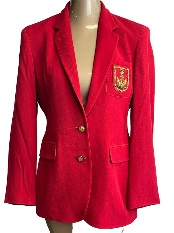 VTG RALPH LAUREN RED WOOL BLAZER SZ 8 PETITE (1 of 4)