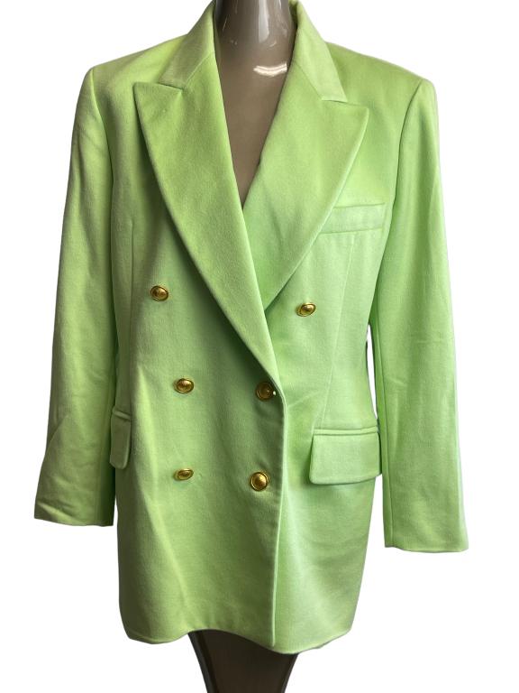 ESCADA CASHMERE BLEND LIME GREEN JACKET SZ 42 (1 of 4)