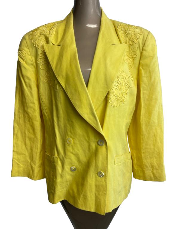 VTG ESCADA YELLOW WOOL JACKET SZ 42 (1 of 4)