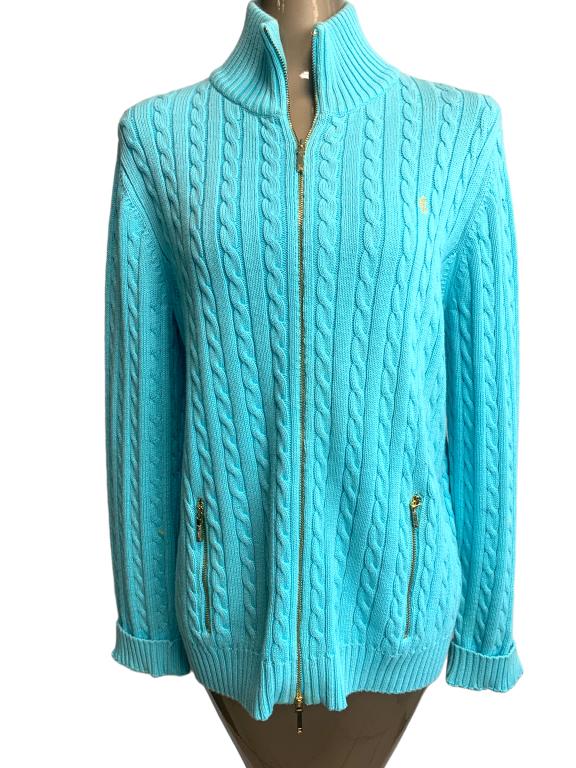 RALPH LAUREN TURQUOISE SWEATER SZ XL: -RALPH LAUREN TURQUOISE SWEATER SZ XL -VERY GOOD PRE OWNED CONDITION -SIZE: XL