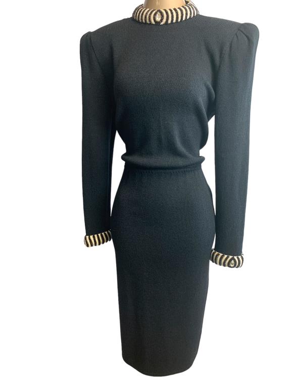 VTG ST. JOHN COLLECTION BLLK EVENING DRESS SIZE 8 (1 of 2)