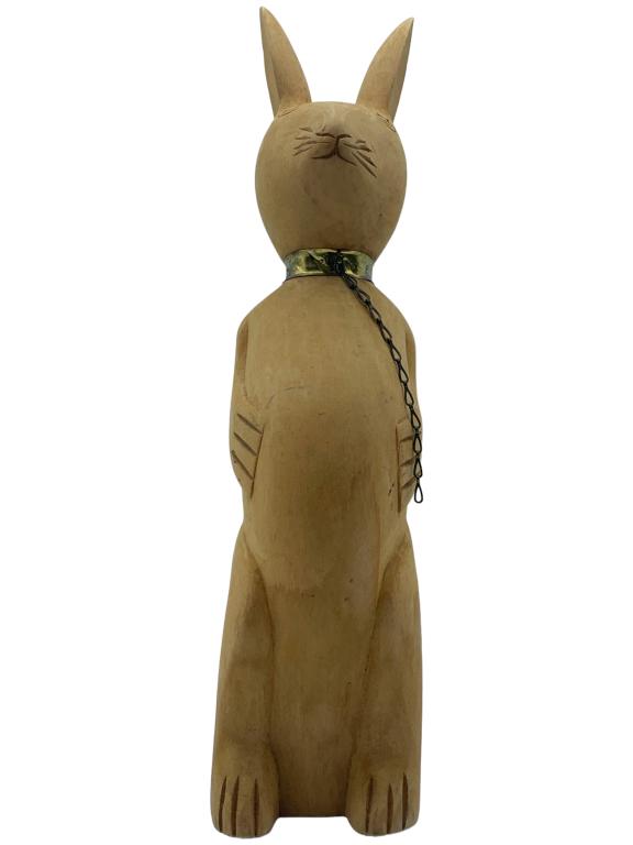 VTG WOODEN HAND CARVED RABBIT STATUE 20" (1 of 6)