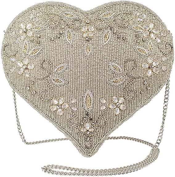 MARY FRANCES "SPARK OF LOVE" CROSSBODY HANDBAG: Mary Frances Women's Spark Of Love Crossbody Bridal HandbagDimensions: 8 x 2 x 9"Strap Drop: 24"Features: Removable crossbody chain strap, zipper closure, back slip pocket, inside pocket, fits a cell 