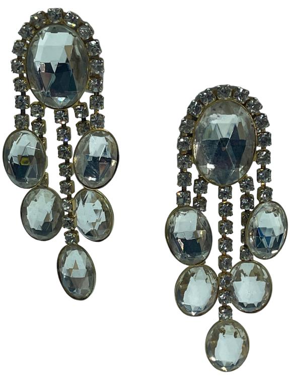 VTG KENNETH J LANE CLEAR & GOLD DROP EARRINGS (1 of 5)